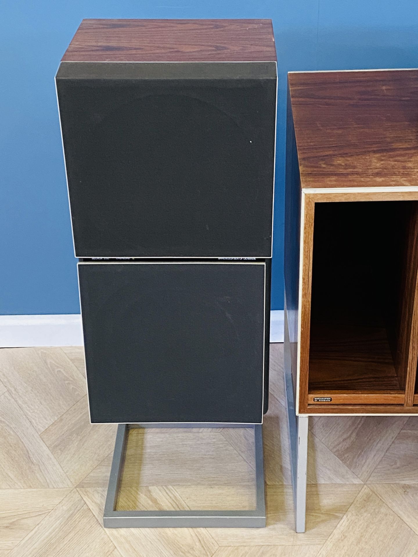 Bang & Olufsen Beomaster 1900-2; Beocord 2400, Beogram 2200 on stand; & Beovox S50's - Image 5 of 9