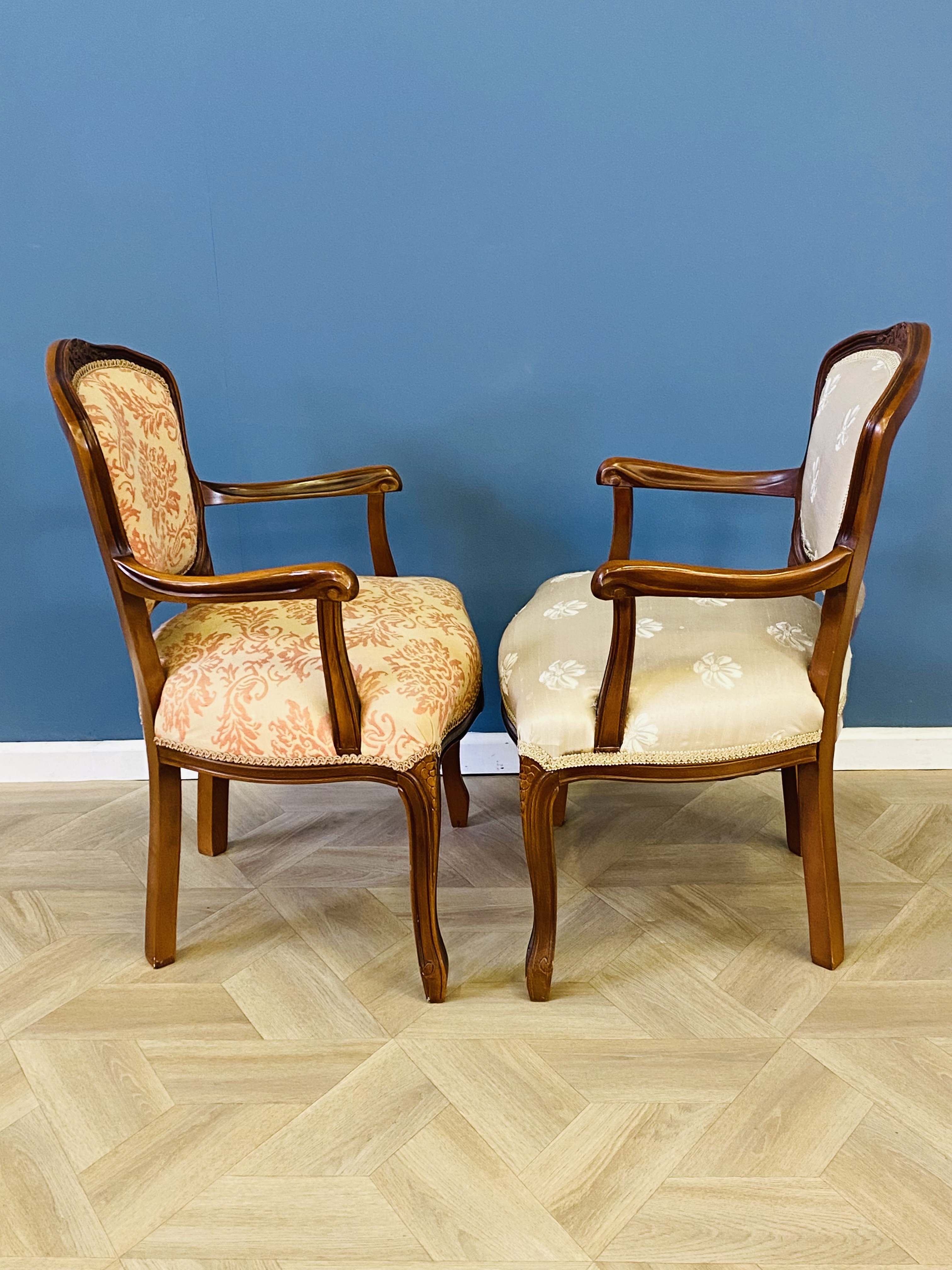 Pair of reproduction French style upholstered elbow chairs - Image 7 of 7