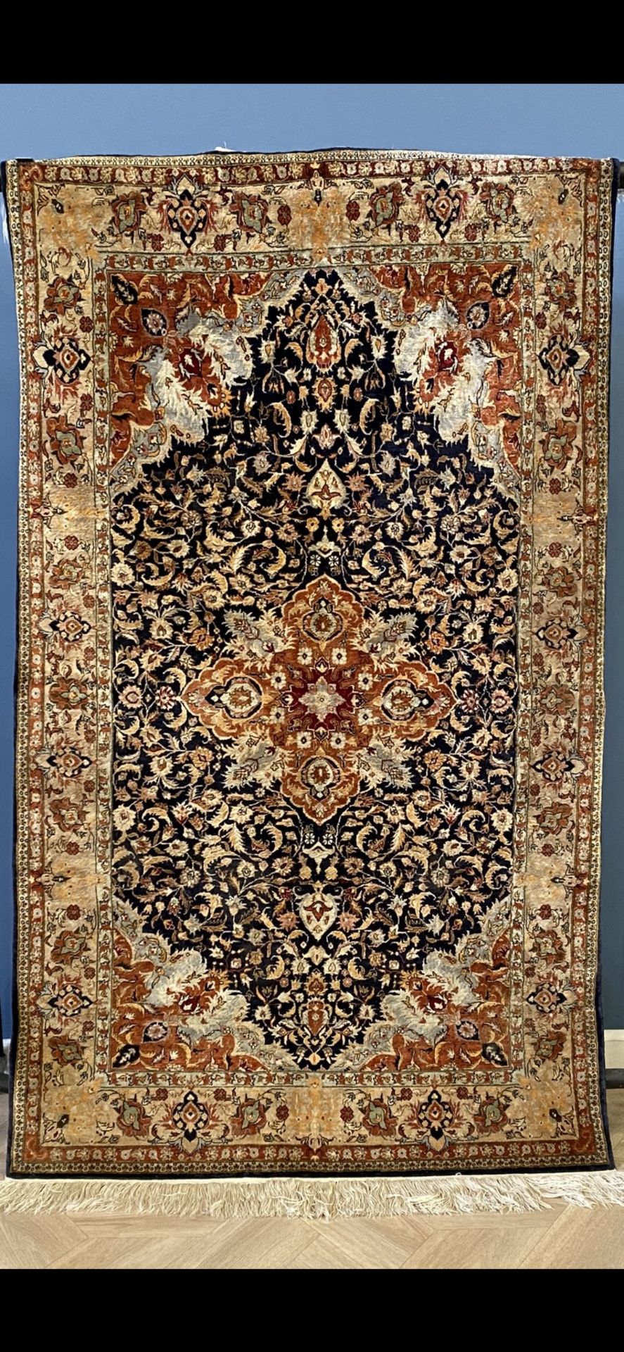 Blue ground silk rug - Image 2 of 4