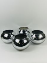 Four contemporary silvered glass jardinieres