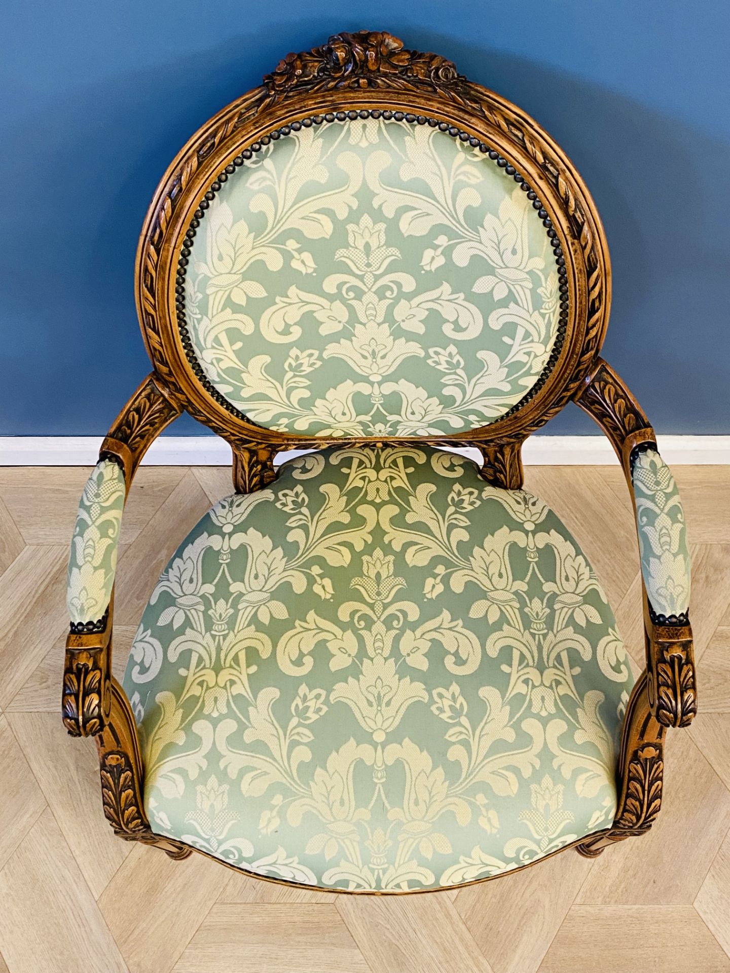 Carved French style open armchair - Image 2 of 5