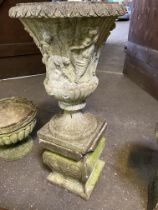 Concrete urn on base