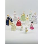 Eleven porcelain figurines