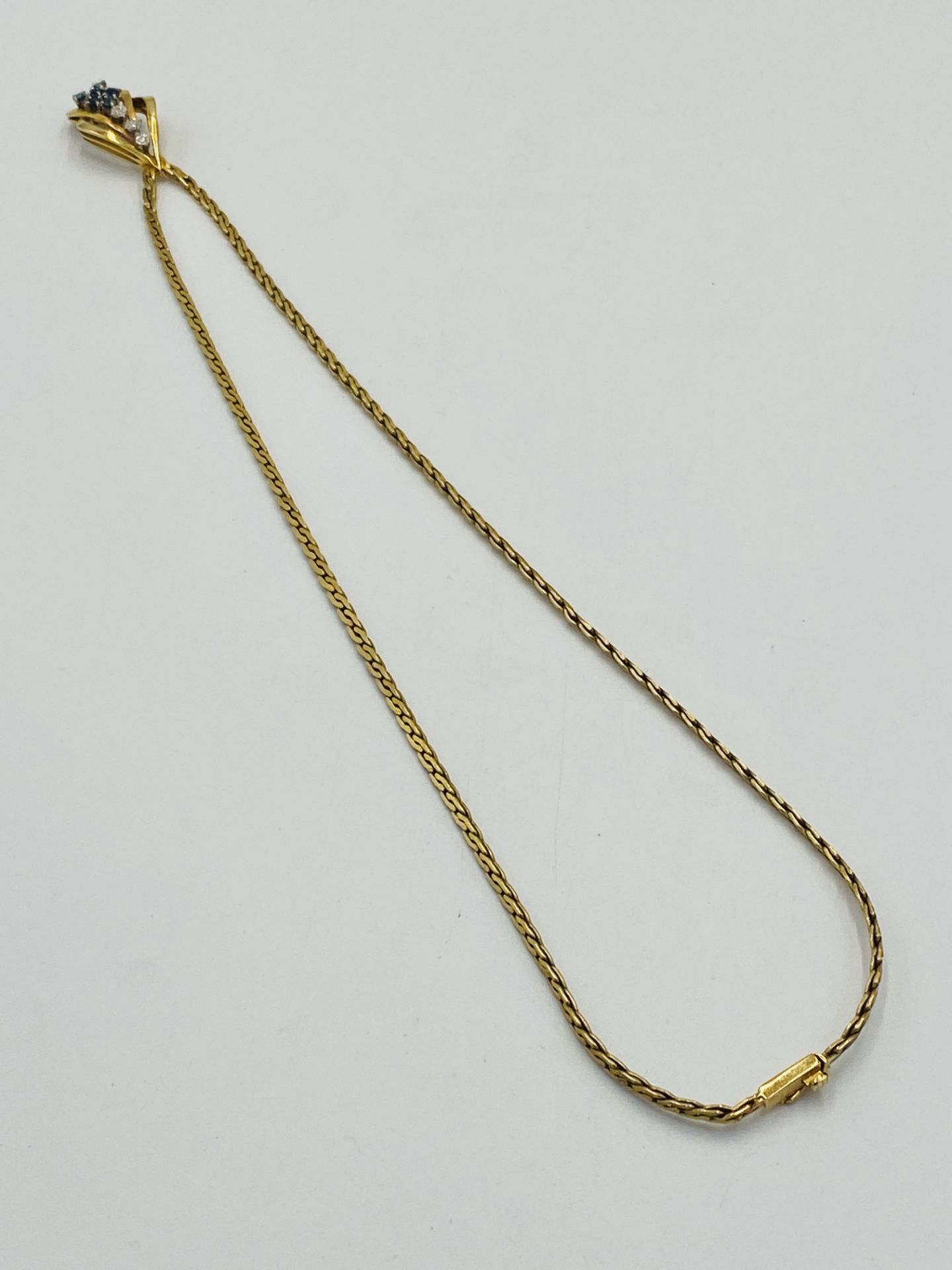 9ct gold, sapphire and diamond necklace - Image 4 of 6