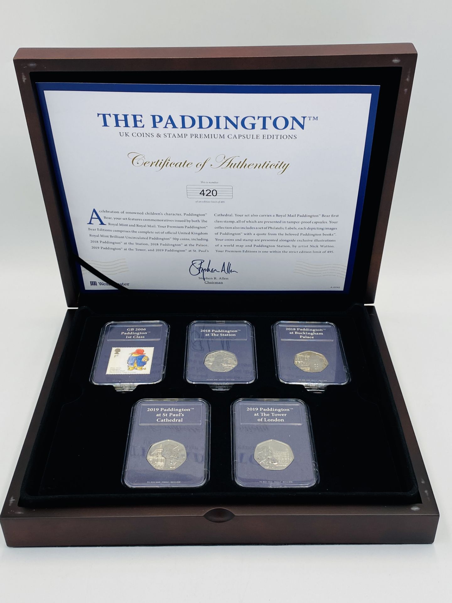 Westminster Limited Edition Paddington Coin and Stamp Capsule collection
