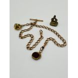 9ct gold fob chain with two fobs