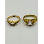 15ct gold ring together with a yellow metal ring