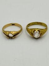 15ct gold ring together with a yellow metal ring