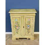 Florentine style apple green paint decorated two door side cabinet