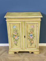 Florentine style apple green paint decorated two door side cabinet