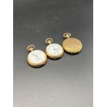 Elgin small gold plated case hunter pocket watch and two others