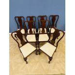 Set of eight Queen Anne style hardwood dining chairs