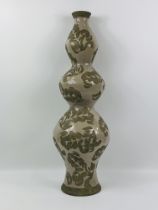 Contemporary majolica triple gourd vase