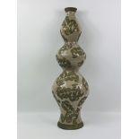 Contemporary majolica triple gourd vase