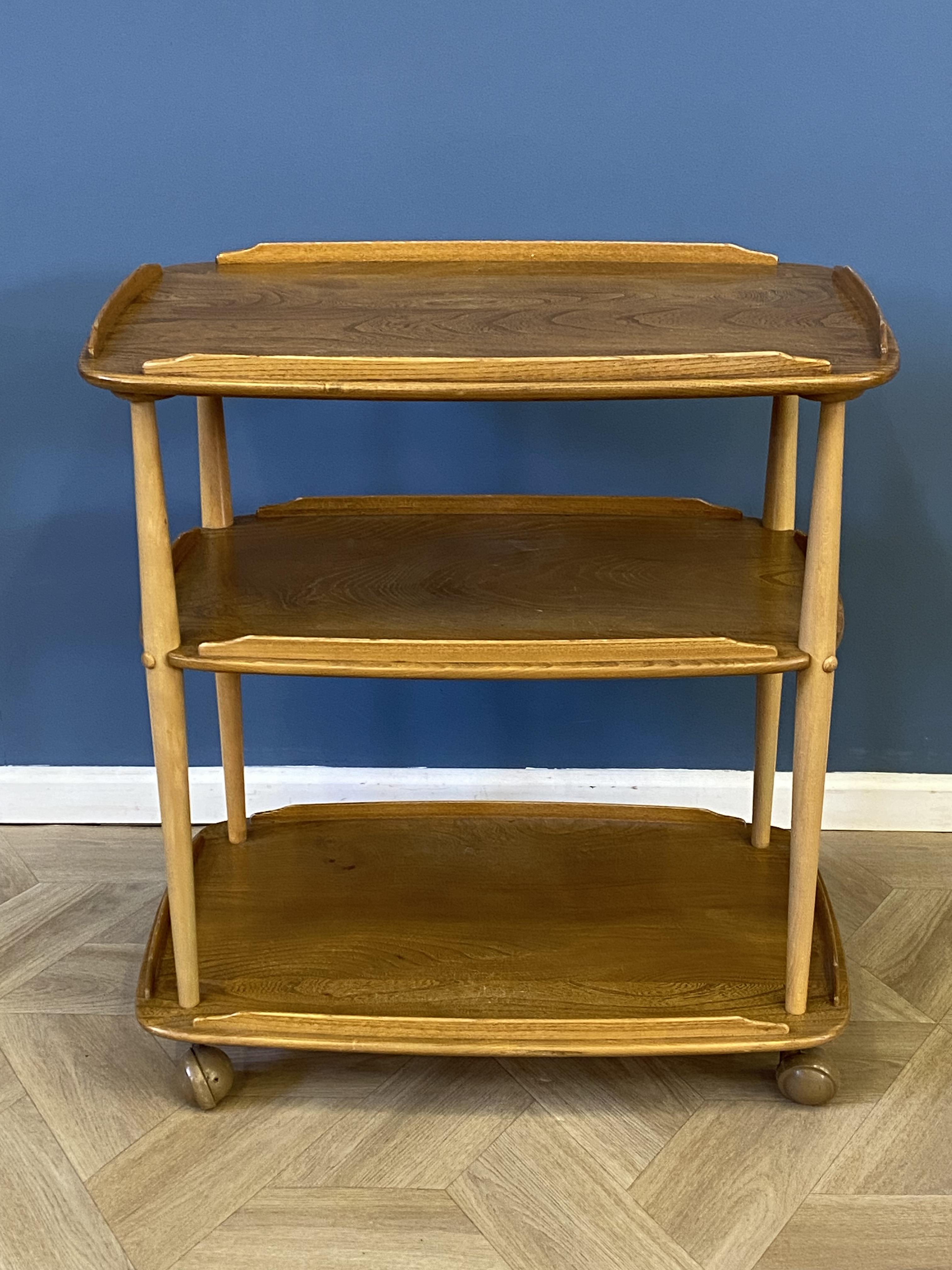 Ercol style three tier serving trolley