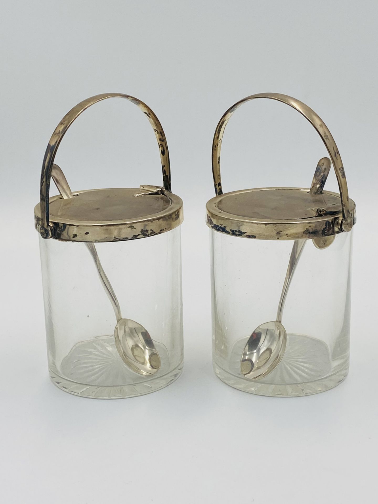 Pair of Hukin & Heath silver mounted glass preserve jars - Image 9 of 12