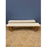 Pair of solid oak pool benches