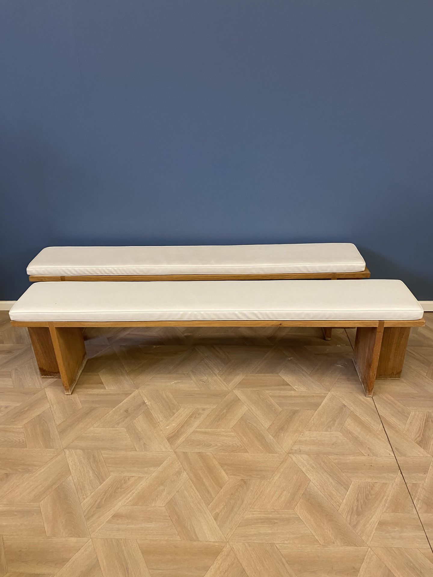 Pair of solid oak pool benches