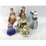 Four Royal Doulton figurines together with four other figurines