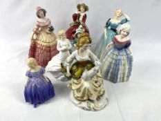Four Royal Doulton figurines together with four other figurines