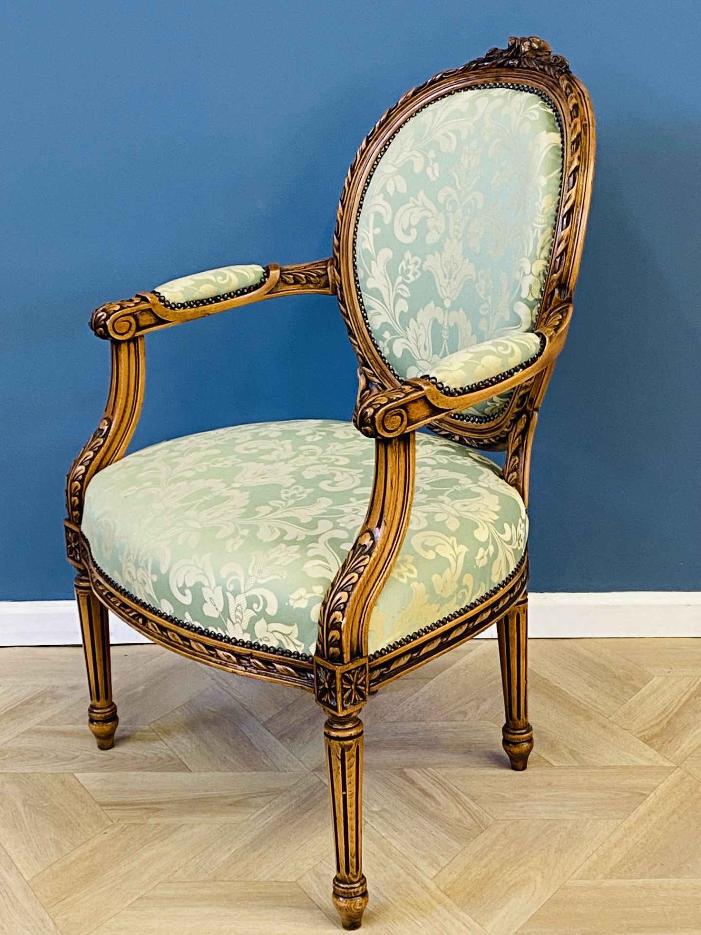 Carved French style open armchair - Image 4 of 5