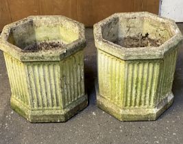 Pair of octagonal concrete planters