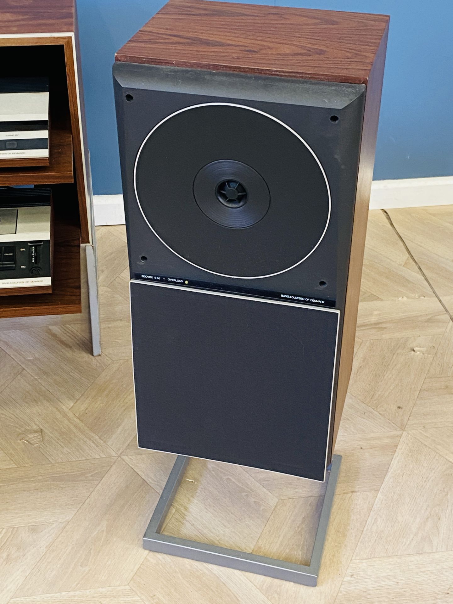 Bang & Olufsen Beomaster 1900-2; Beocord 2400, Beogram 2200 on stand; & Beovox S50's - Image 8 of 9