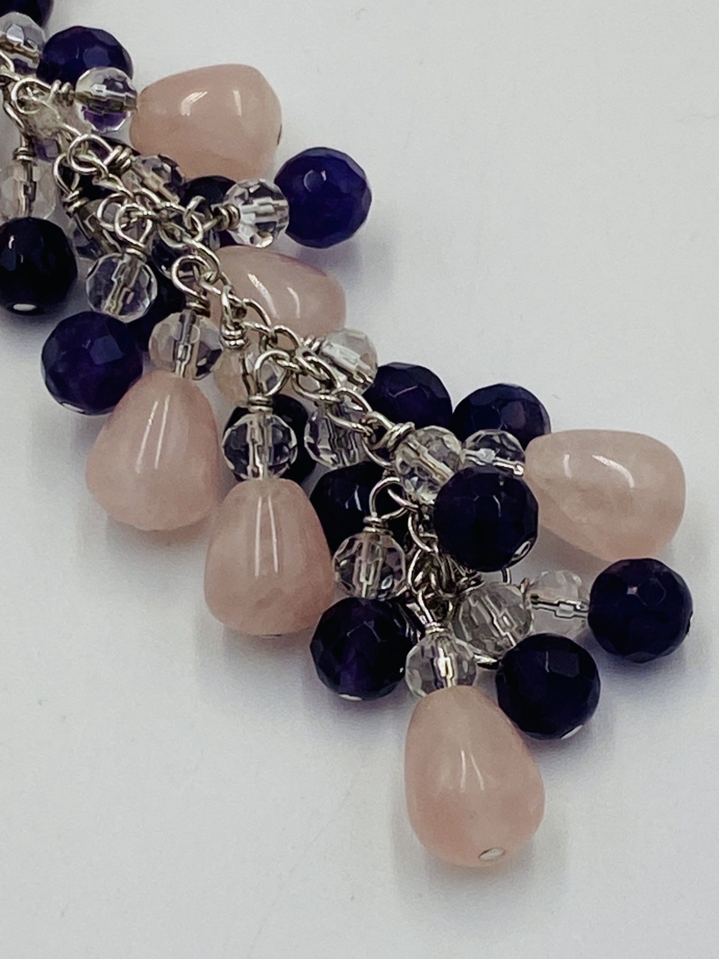 Silver bracelet with amethyst and rose quartz - Image 3 of 4