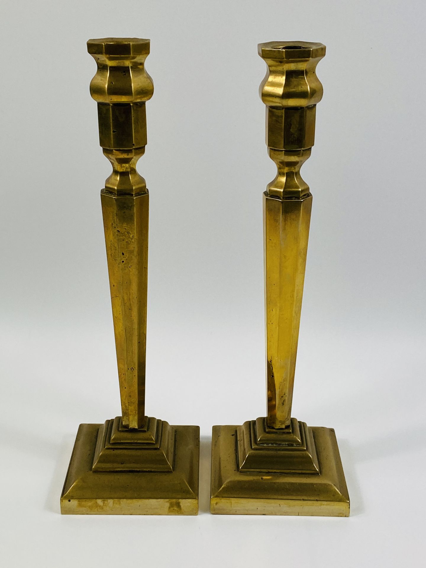 Pair of contemporary brass candlesticks