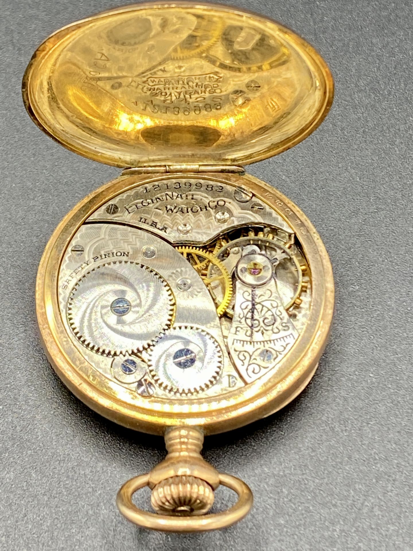 Elgin small gold plated case hunter pocket watch and two others - Image 5 of 8