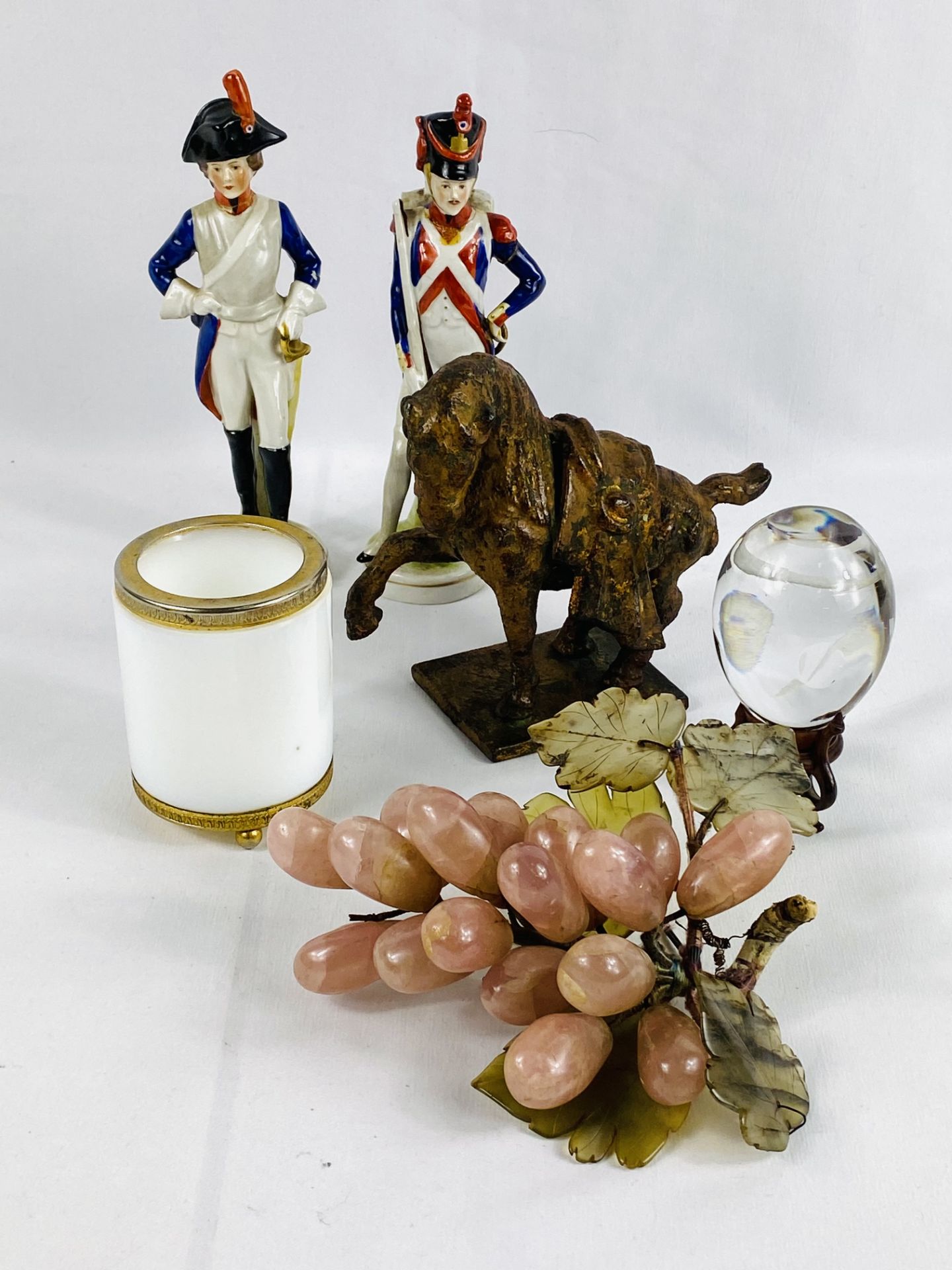 Two Continental porcelain figurines and other items