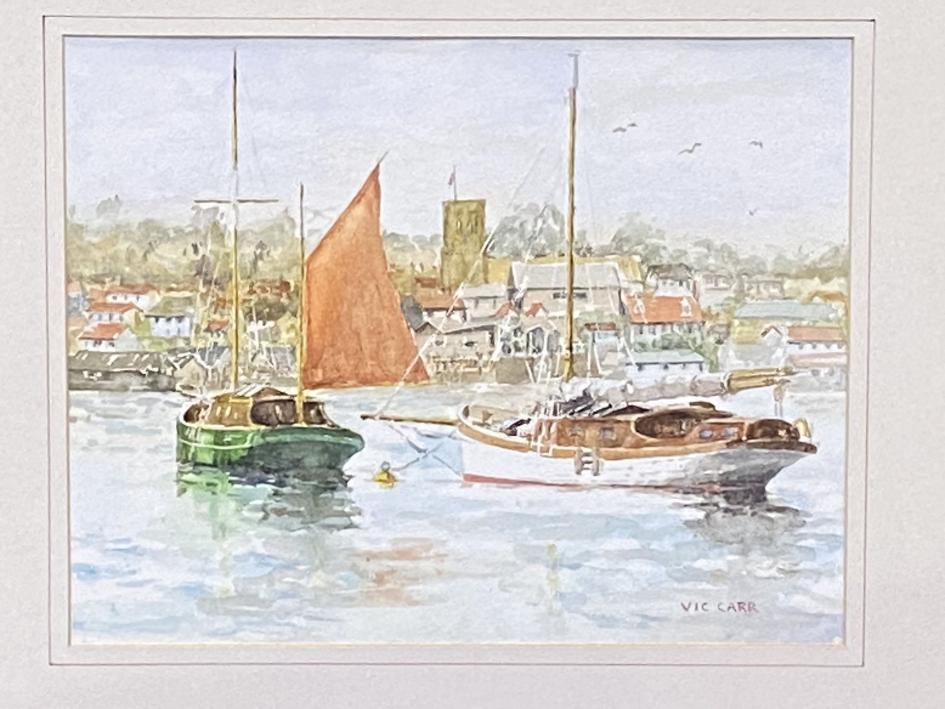 Framed and glazed watercolour, signed Vic Carr - Image 2 of 4