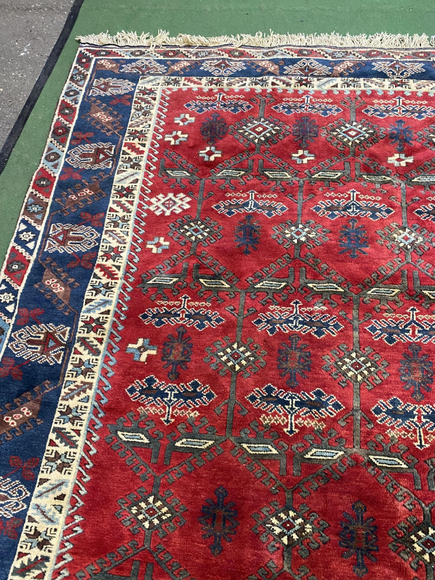 Turkish red ground wool carpet - Image 6 of 9