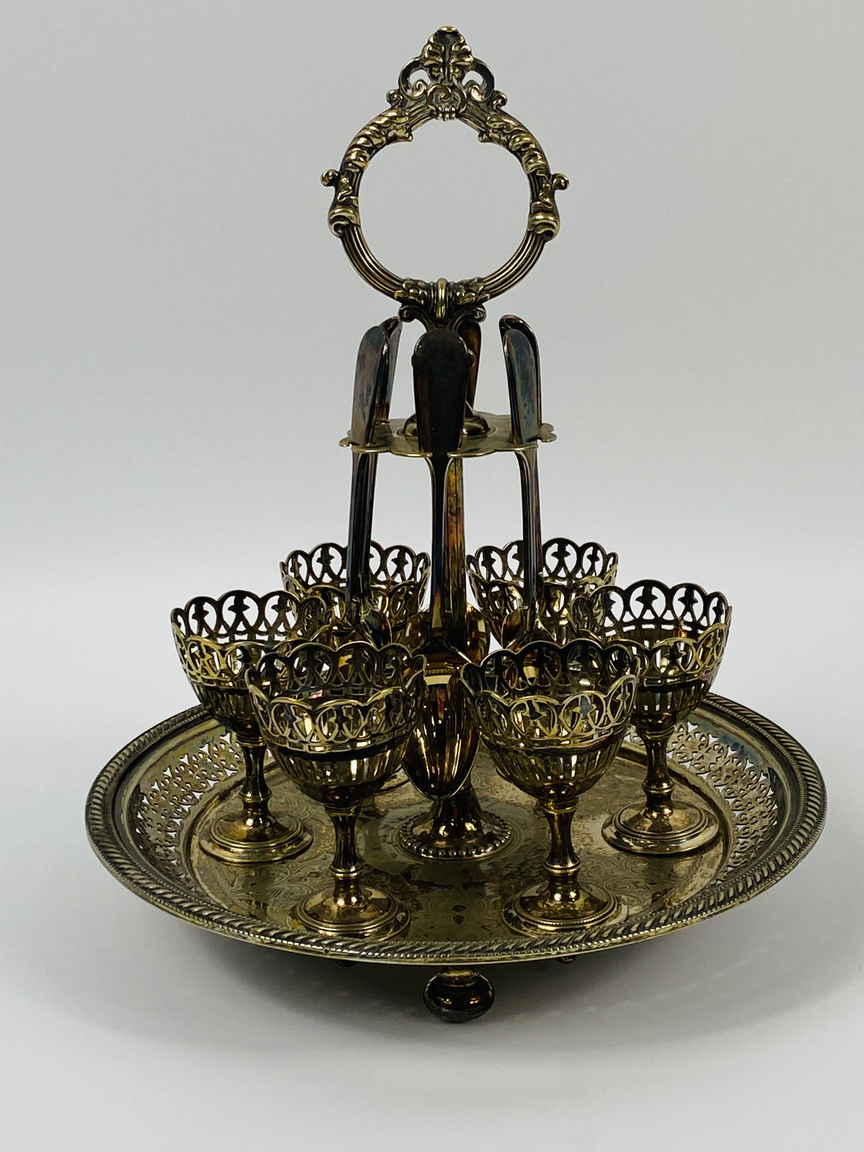 Canteen of silverplate cutlery together with an egg cup stand - Image 4 of 7
