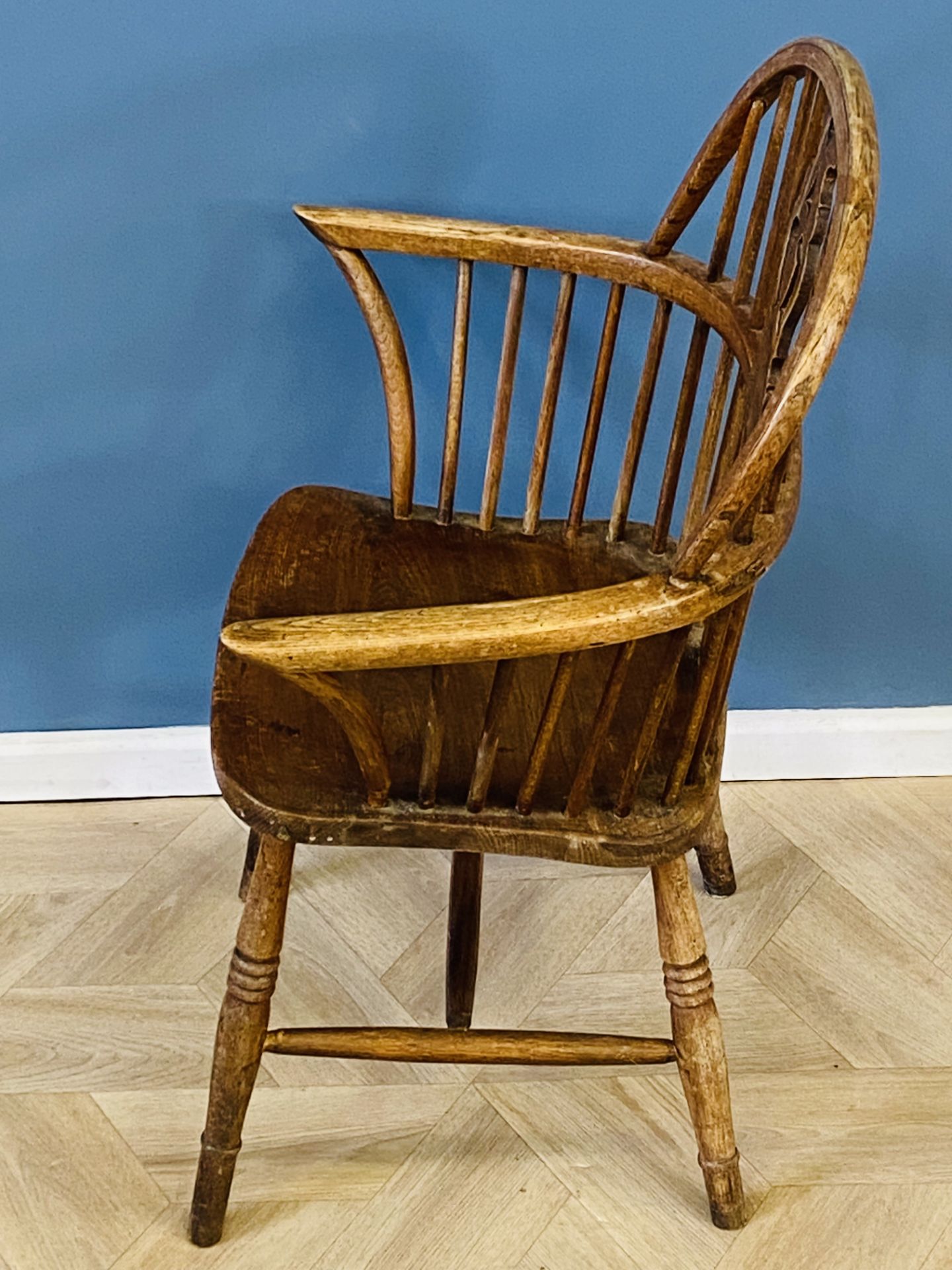 19th century elm country stick back elbow chair - Image 3 of 7