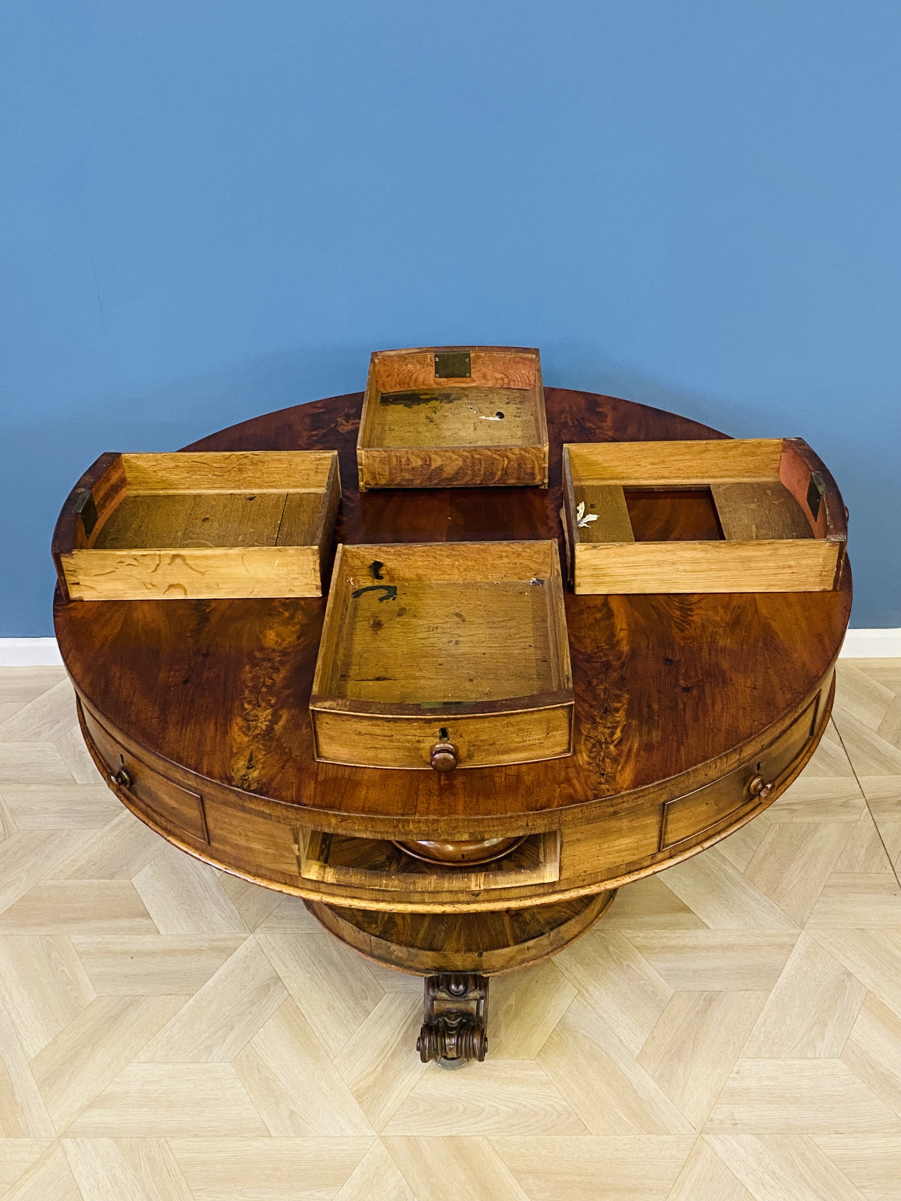 Victorian mahogany circular drum table - Image 3 of 9