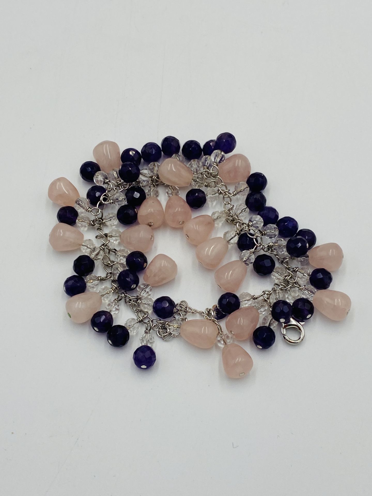 Silver bracelet with amethyst and rose quartz - Image 4 of 4