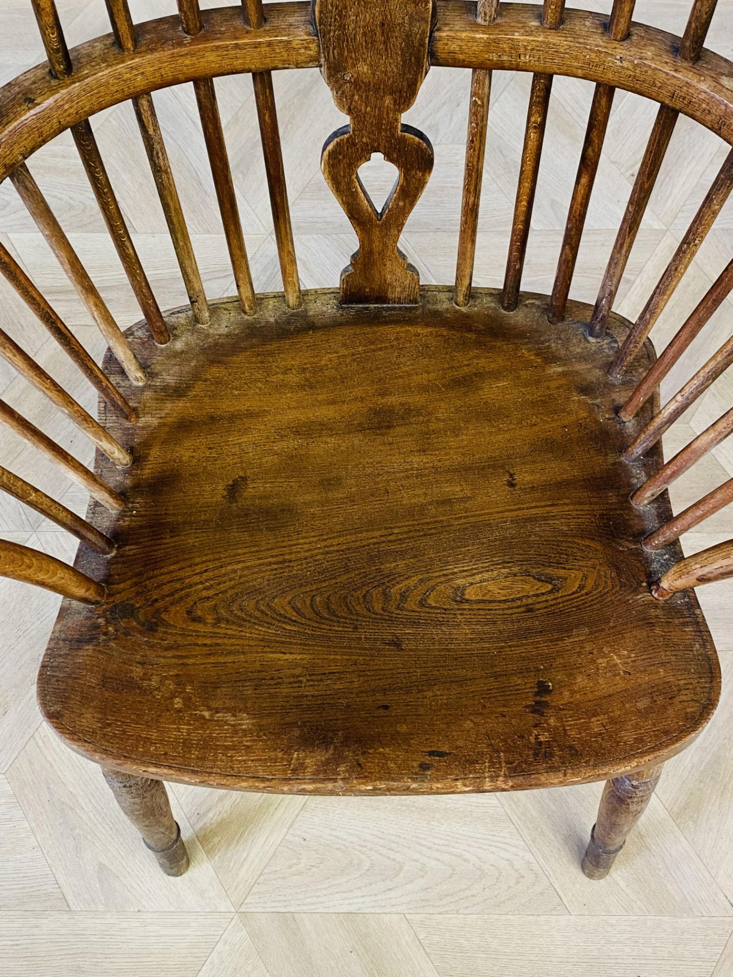 19th century elm country stick back elbow chair - Image 4 of 7