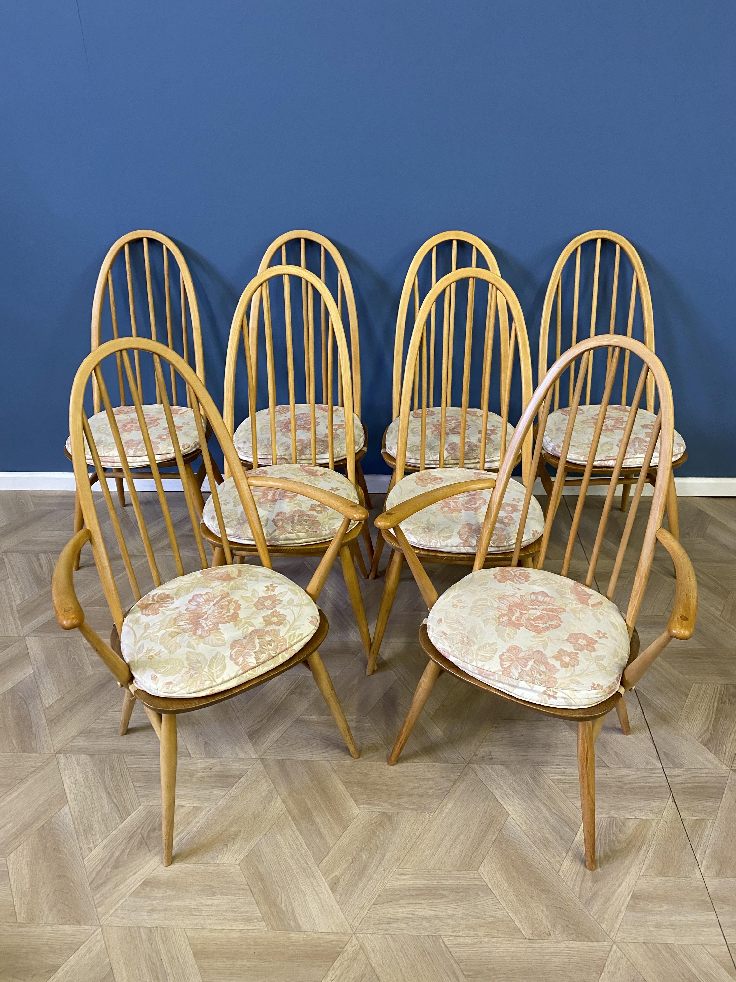 Set of eight Ercol dining chairs to include two carvers - Image 10 of 10