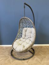 Patio hanging egg chair