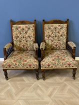 Pair of Edwardian open armchairs