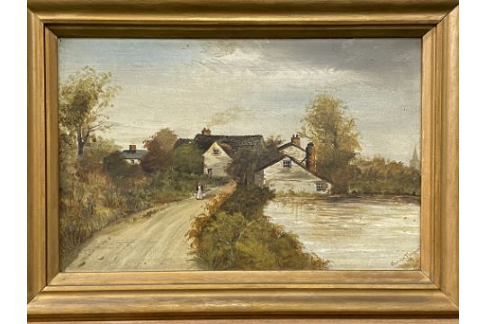 Framed oil on board of a cottage, signed Claudia Fleming - Image 4 of 4