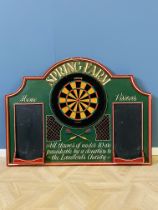 Painted novelty darts board wall hanging