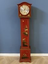 1930's lacquered and chinoiserie grandmother clock