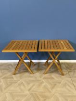 Pair of oak folding patio tables