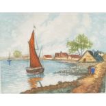 Framed and glazed watercolour of a sailing boat, signed A Robertson