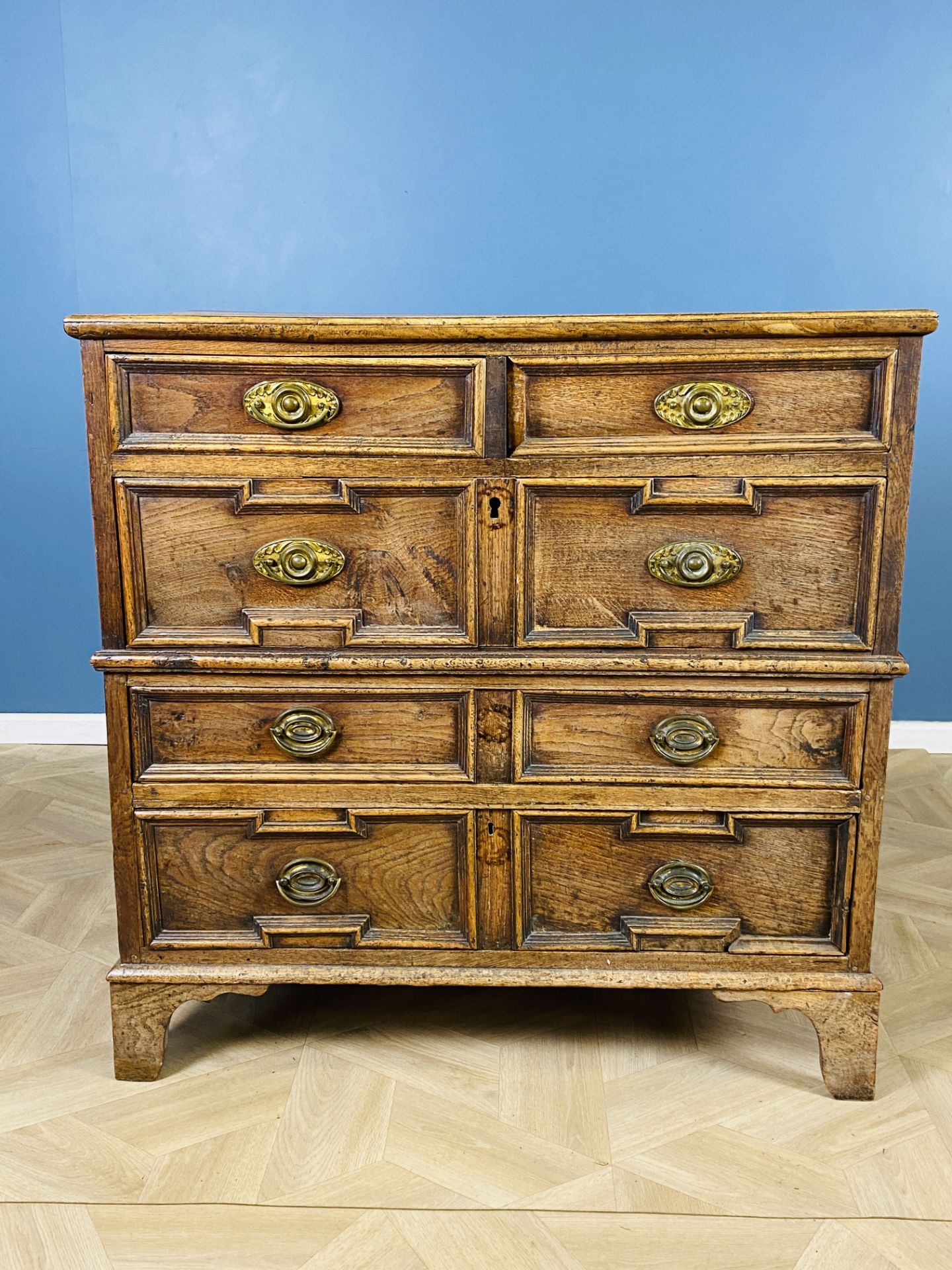 Early oak two-part chest of drawers