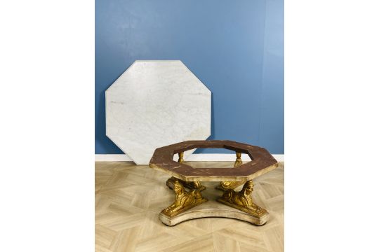 Octagonal marble topped coffee table - Image 11 of 14