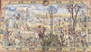 Belgian tapestry of a medieval hunting scene