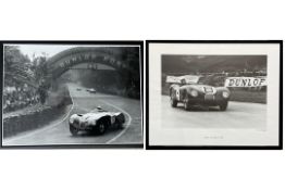 Jaguar C-Type at Le Mans with Sir Stirling Moss at the Wheel and in Jaguar C-Type, Both Framed and G